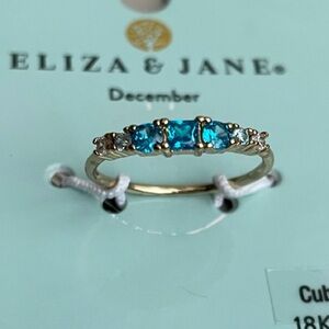Blue Cubic Zirconia Gold Plated Ring
